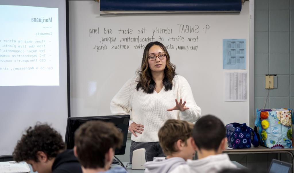 Georgia Perreault, a student in Springfield College’s online master's degree program in Health Promotion and Health Equity, teaches at Ludlow High School